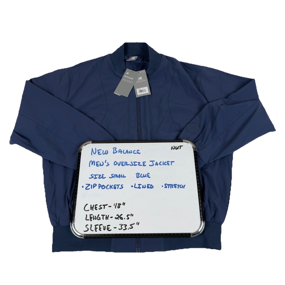 New Balance Oversize‎ Shifted Jacket Lined MJ43520 New Men's Small Navy Blue - Picture 2 of 12